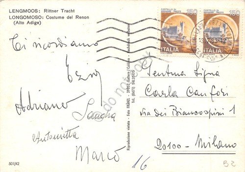 Cartolina Longomoso Alto Adige costumi tradizionali donne 1983 | Immagine Gallery 2