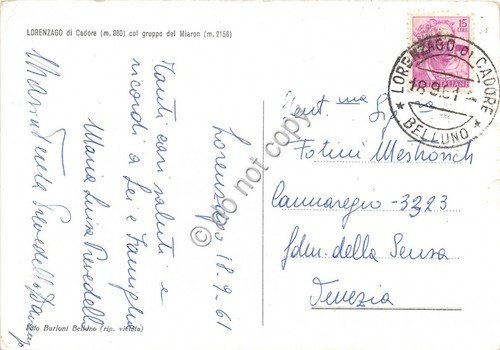 Cartolina Lorenzago di Cadore Panorama 1961 | Immagine Gallery 2