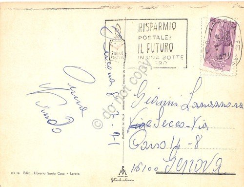 Cartolina Loreto vedute paese e santuario 1971 Timbro targhetta PT …