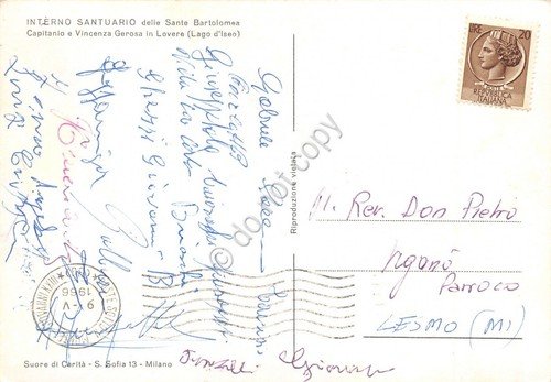 Cartolina Lovere Interno Santuario Sante Bartolomea Capitanio Vincenza Gerosa | Immagine Gallery 2