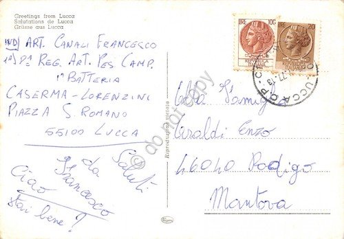 Cartolina Lucca 4 vedute 1977