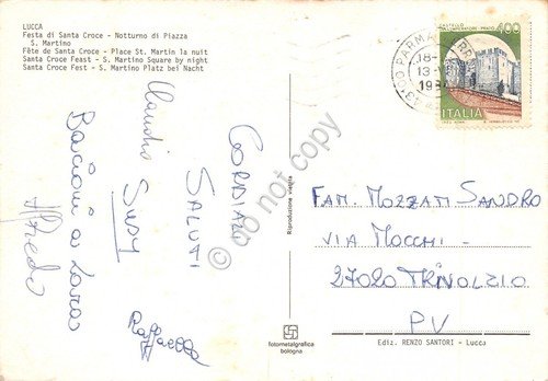 Cartolina Lucca Festa Santa Croce Notturno Piazza S. Martino | Immagine Gallery 2