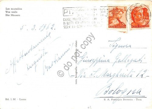 Cartolina Lucca le Mura 1962 | Immagine Gallery 2