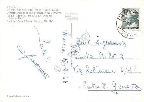 Cartolina Lucca Palazzo Controni Pfanner 1966