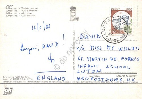 Cartolina Lucca Panorama aereo San Martino 1988