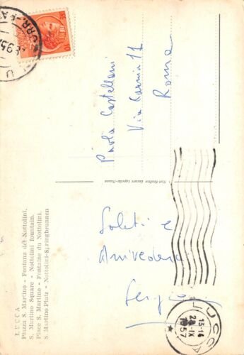 Cartolina Lucca Piazza san Martino Fontana 1957