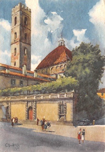 Cartolina Lucca Piazza San Martino Giardini Pensili Illustrata Frattini