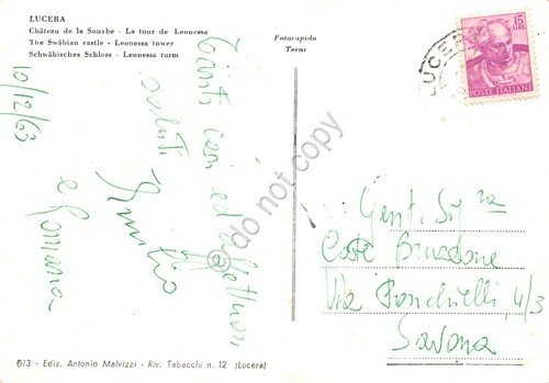 Cartolina Lucera Castello Svevo Torre della Leonessa 1963 | Immagine Gallery 2