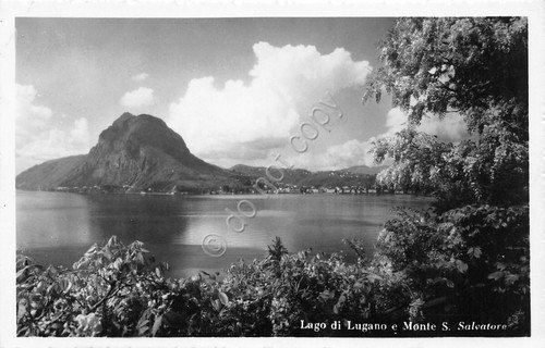 Cartolina Lugano lago e Monte S. Salvatore 1950 Timbro donne …