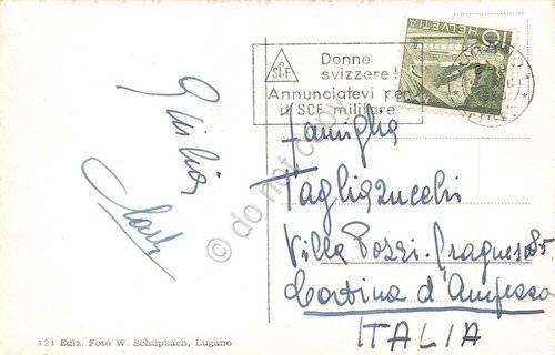 Cartolina Lugano lago e Monte S. Salvatore 1950 Timbro donne …