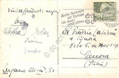 Cartolina Lugano Panorama 1951