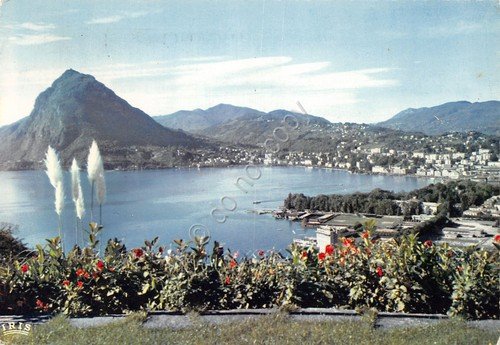Cartolina Lugano vista generale con il S. Salvatore 1966