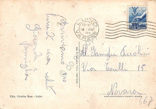 Cartolina Luino Notturno 1949