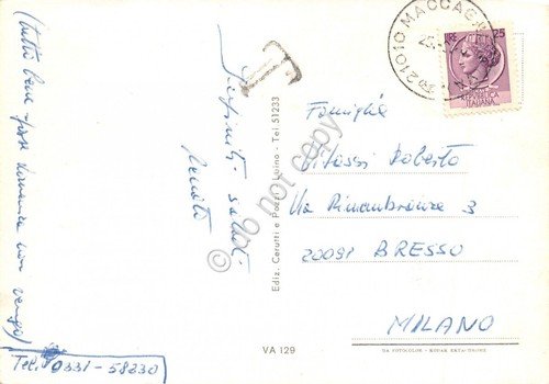 Cartolina Luino vedute battello Hotel Ancora (Como)