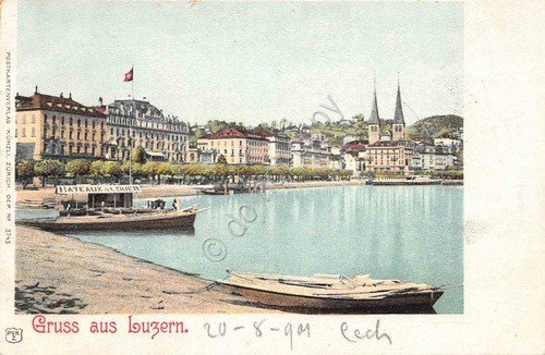 Cartolina Luzern Gruss aus Bateaux a louer 1901 | Immagine principale