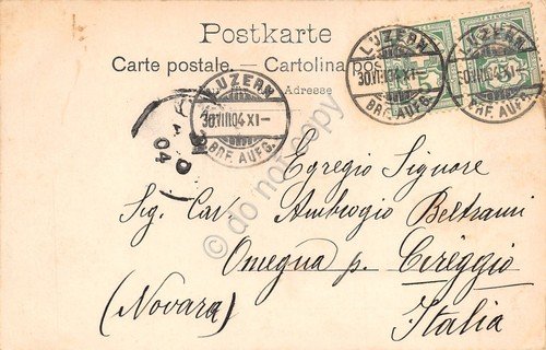 Cartolina Luzern Quais Schweizerhof und National 1904