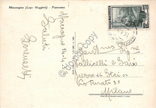 Cartolina Maccagno Panorama 1952