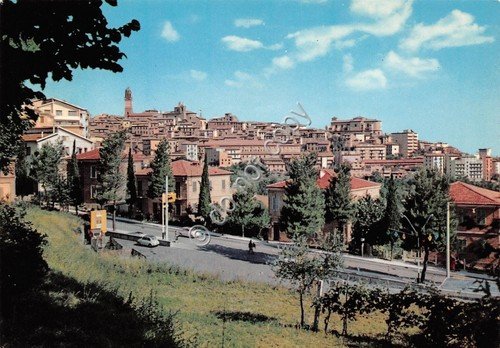 Cartolina Macerata panorama 1969 insegna Agip