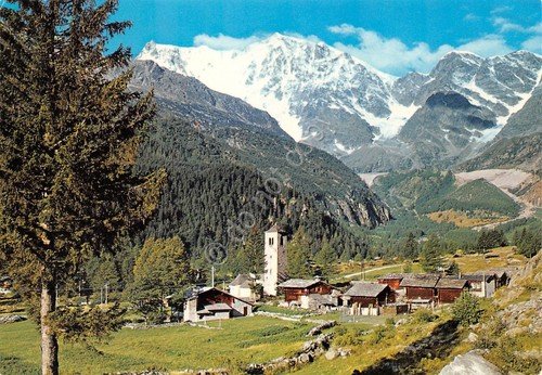 Cartolina Macugnaga panorama parziale Chiesa Vecchia ED SACAT | Immagine principale