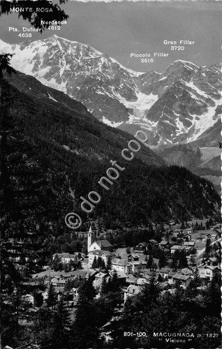 Cartolina Macugnaga Panorama Timbro ristorante Pineta anni '50 | Immagine principale
