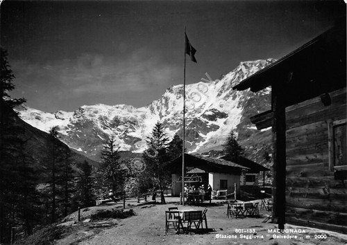 Cartolina Macugnaga Stazione seggiovia Belvedere animata 1953