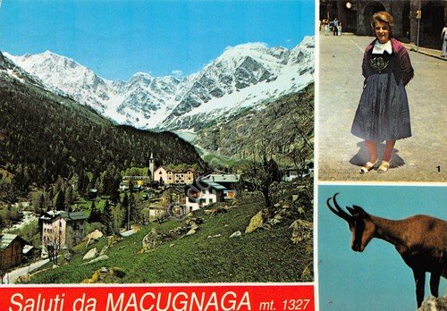 Cartolina Macugnaga vedute abiti tradizionali 1988 (Verbania) | Immagine principale