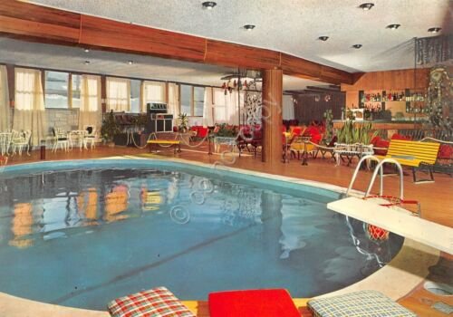 Cartolina Madesimo Hotel Arlecchino piscina anni '60