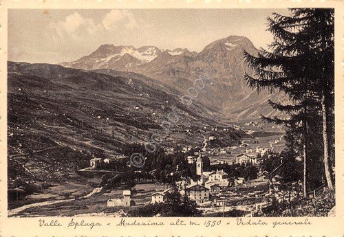 Cartolina Madesimo Valle Spulga panorama generale anni '40