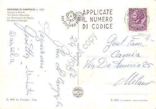 Cartolina Madonna di Campiglio panorama timbro a targhetta PT numero … | Immagine principale