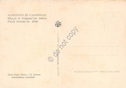 Cartolina Madonna di Campiglio Rifugio Stoppani e Pietra Grande