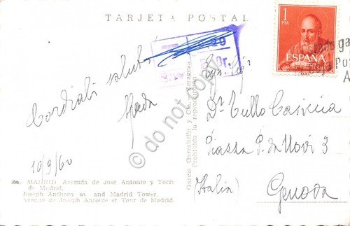 Cartolina Madrid Avenida de Josè Antonio auto 1960