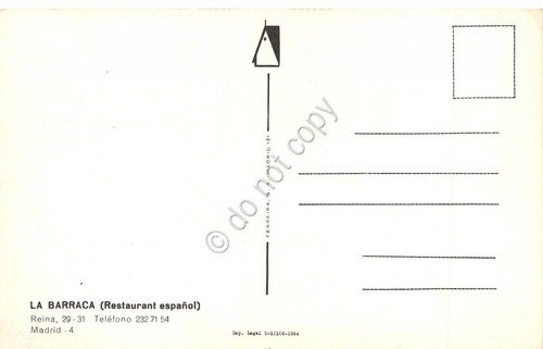 Cartolina Madrid La barraca Restaurant interior