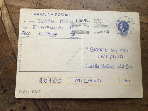 Cartolina Mail Art DIM Calze Giocate con noi Intimità Timbro … | Immagine Gallery 2
