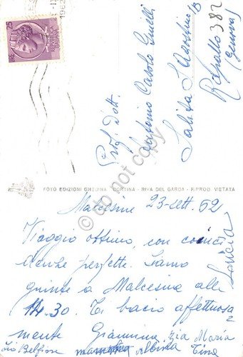Cartolina Malcesine Funivia e Monte Baldo 1962