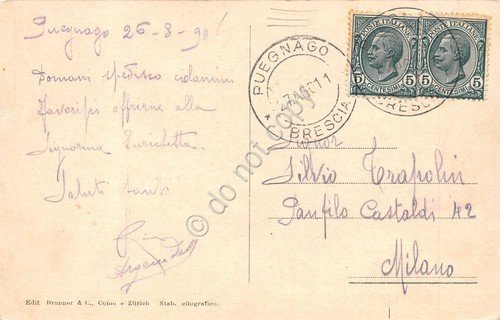 Cartolina Malcesine panorama illustrata 1911