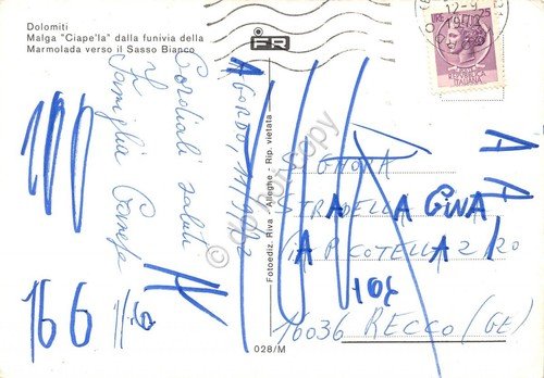 Cartolina Malga Ciapela da Funivia Marmolada verso Sasso Bianco 1972 …