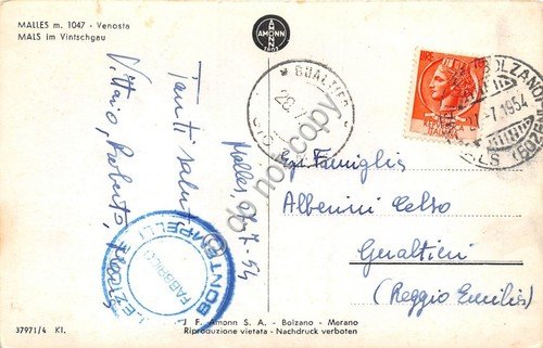Cartolina Malles panorama 1954