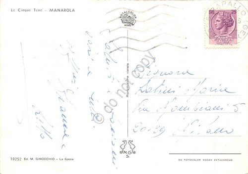 Cartolina Manarola Cinque Terre Panorama dall'alto (La Spezia)