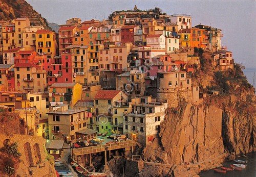 Cartolina Manarola panorama paese
