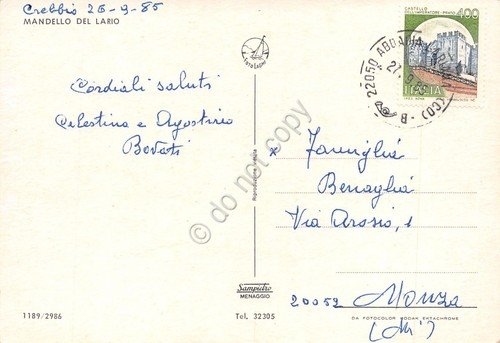 Cartolina Mandello del Lario Panorama dal lago barca a vela …