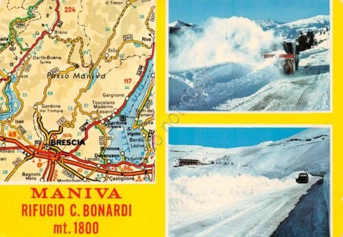 Cartolina Maniva vedute varie Rifugio Bonardi con mappa 1983 (Brescia)