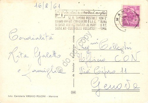 Cartolina Mantova 3 vedute Timbro PT 1961 | Immagine Gallery 2