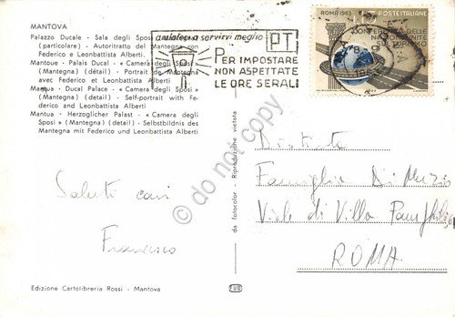 Cartolina Mantova Camera degli sposi timbro a targhetta PT 1963