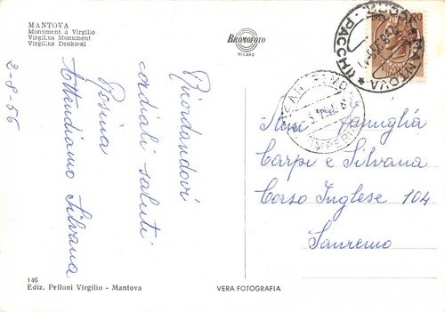 Cartolina Mantova Monumento a Virgilio 1956 | Immagine Gallery 2