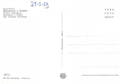 Cartolina Mantova Monumento a Virgilio Notturno
