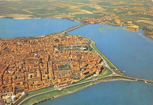 Cartolina Mantova Panorama aereo Castello S. Giorgio