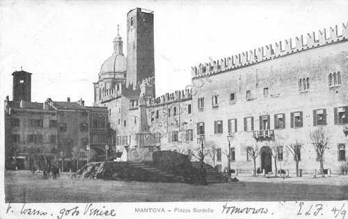 Cartolina Mantova Piazza Sordello anni '10