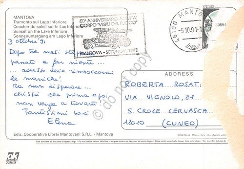 Cartolina Mantova Tramonto timbro a targhetta Corpo Vigili del Fuoco … | Immagine Gallery 1
