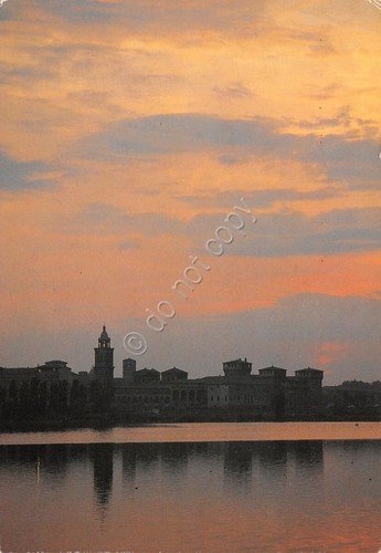 Cartolina Mantova Tramonto timbro a targhetta Corpo Vigili del Fuoco …