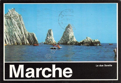 Cartolina Marche le due Sorelle animata pedalò anni '80 | Immagine principale